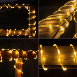 ZELUXDOT Connectable Rope lights Plug in165FT 500 LEDs Rope Lights,including 5Packs 33FT 100LEDs Tube Lights,Waterproof 8 Modes Remote String Light for Outdoor Indoor Patio Backyards Garden,Warm White