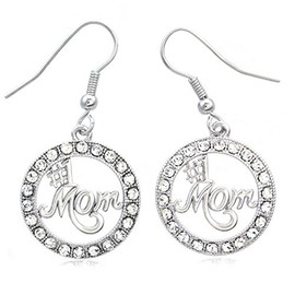 Mothers Valentines Day Gift Charm Number One Earrings Dangle for Mom Women Friend (Clear)