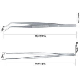 Pack of 2 Kitchen Tongs, 30 cm Cooking Tongs, Barbecue Tweezers, Stainless Steel, Curved Tweezers, Roasting Tongs, Meat Tongs, Meat Tongs for Grilling, Baking, Serving, Kitchen Tongs, Kitchen Tools
