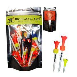 VIKTEE Tees de Golf (20 Piezas) | Goma Anti-Shock Ajustable (Patentada) | Incluye Sacadivot Exclusivo | Material Biodegradable + Aromatizado