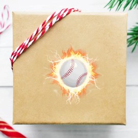 Baseball Stickers Self-Adhesive Sports Ball Sticker Flame Baseball Theme Party Decor Envelope Gift Bag Seal for Sports Party Supplies, Baseball Team Gift, Birthday Parties 5"