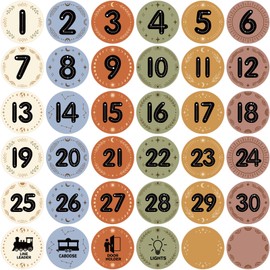 FaCraft 36PCS Boho Line Up Spots for Classroom Floor 4" Number Stickers