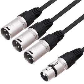 YARCHONN XLR Splitter Audio Y Cable Adapter 1 Female to 3 Way Male XLR Balanced Microphone Audio 1 to 3 Splitter Cord for Mixer Amplifier Camera-0.6M/1.96FT (1 Female to 3 Male)