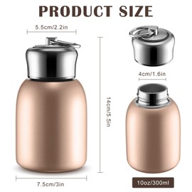 Mifoci 10oz Mini Water Bottles Stainless Steel Slim Insulated Thermal for Hot Cold Drink Thermal Small Vacuum Portable Water Bottle for Women Gifts Travel Camping Hiking(Rose Gold,1 Pcs)