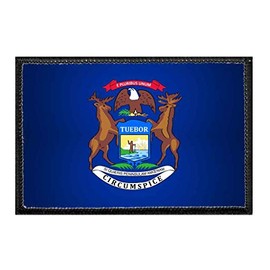 Michigan State Flag - Color Morale Patch | Hook and Loop Attach for Hats, Jeans, Vest, Coat | 2x3 in | by Pull Patch