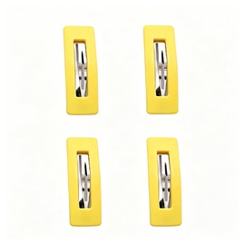 4Pcs Yellow Fashion Styling Hair Clips for Women and GirlsWoman Matte Candy Color Square Buckle Bangs Hairpin Hair Clip Barrette Hair Clips