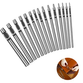 Leather Punch, 15 Pieces Hole Punch Leather Set, Hole Cutter Leather Hole Punch Set in 15 Sizes, Made of Tool Steel for DIY Making Bags, Shoes and Clothes, 0.5 mm to 6 mm