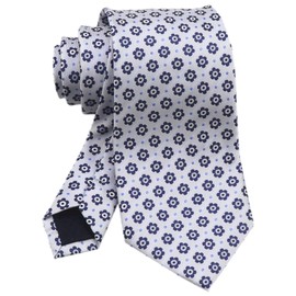Ctskyte Men's Classic White Silk Ties Blue Floral Patterned Jacquard Woven Dress Date Designer Trendy Neckties