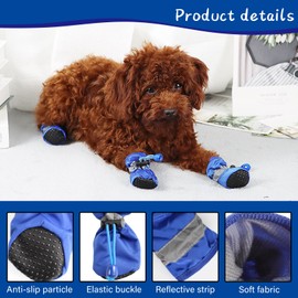 Sgphrzlt Non-slip Dog Cat Boots with Reflective Straps, Pet Shoes for Small Medium Dogs Outside, Paw Protectors for Summer Hot Pavement, Indoor Hardwood floor (Black, 5)