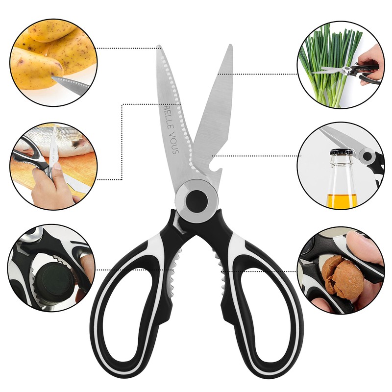 Belle Vous 2 Pack Kitchen Scissors - 21cm/8.3 Inches Stainless
