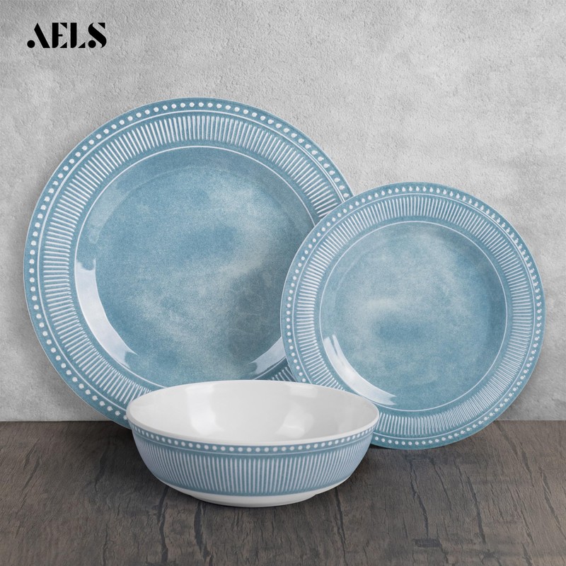AELS Melamine Dinnerware Set of 12 Pcs, Dinner Dishes Set