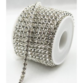 10 Yard 5mm Crystal Rhinestone Close Silver Chain Clear Trim Wedding Dress Sewing Craft