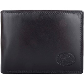 Mens Genuine Leather Slim RFID Bi-Fold Two Tone Wallet - Black/Tan