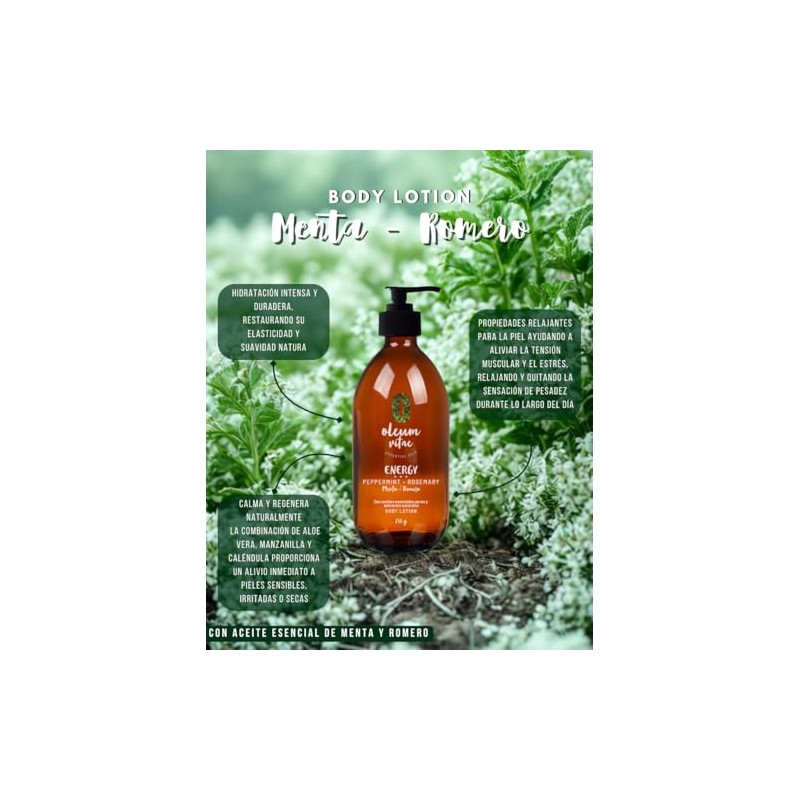 Oleum Vitae Crema Corporal Aceites Esenciales Romero Menta Altamente Hidratante