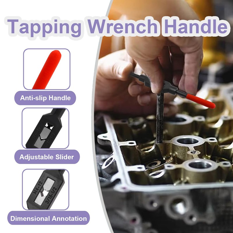 Treki Adjustable Tap Wrench Handle, M4-M12 Thread Tap Holder with