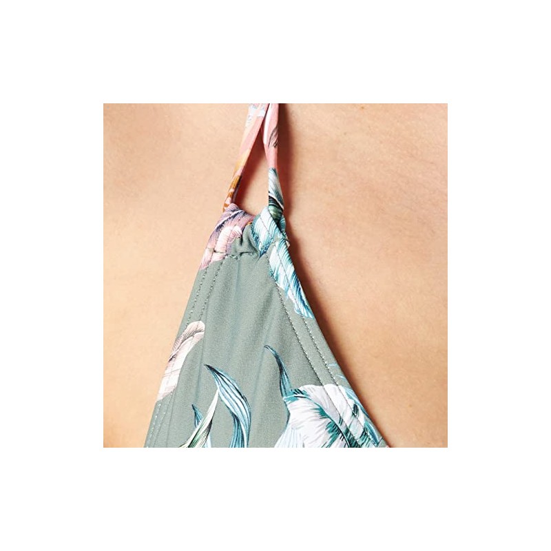 ESPRIT Recycled: Tropical Print Halter Neck, Light Khaki(printed Blue)