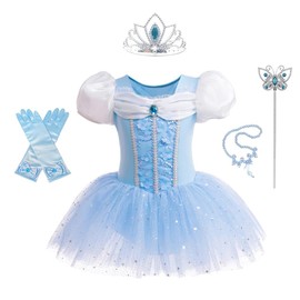 Lito Angels Princess Cinderella Ballerina Costume Ballet Leotard with Tutu Dress with Accessories for Kids Girls, Fancy Dance Wear Outfit Age 7-8 Years (Tag Number 140)