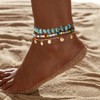 Fashband Boho Layered Anklets Turquoise Beaded Ankle Bracelets Sequins Beach