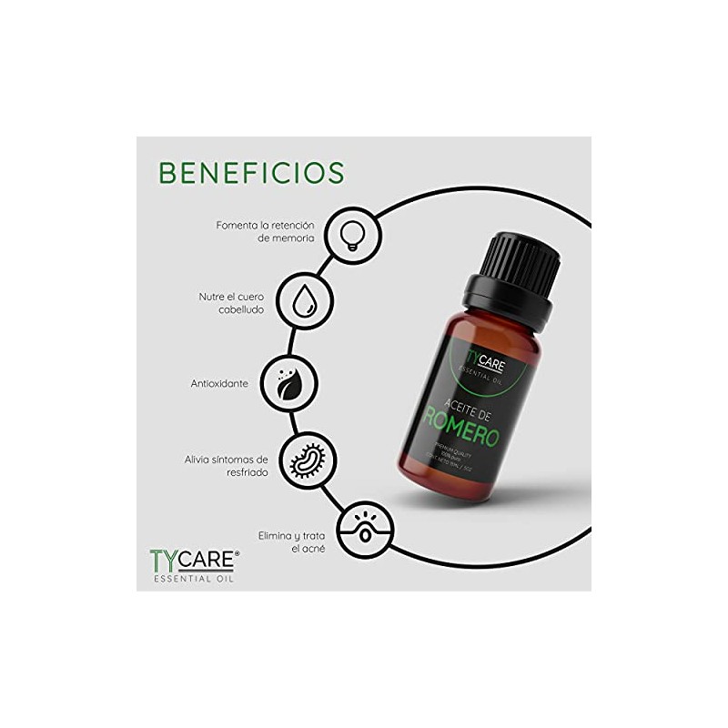 Aceite Esencial de Romero (Romero Officinalis) - 100% PURO PREMIUM