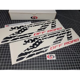 Z71 Off Road Decals (2pk) American Flag Truck Bedside Fender Stickers for Chevy Silverado Colorado 4x4 (Gloss Black & Red)