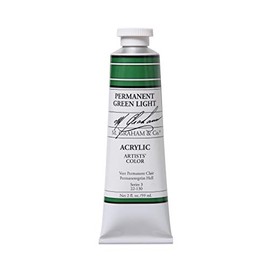M. Graham 2-Ounce Tube Acrylic Paint, Permanent Green Light