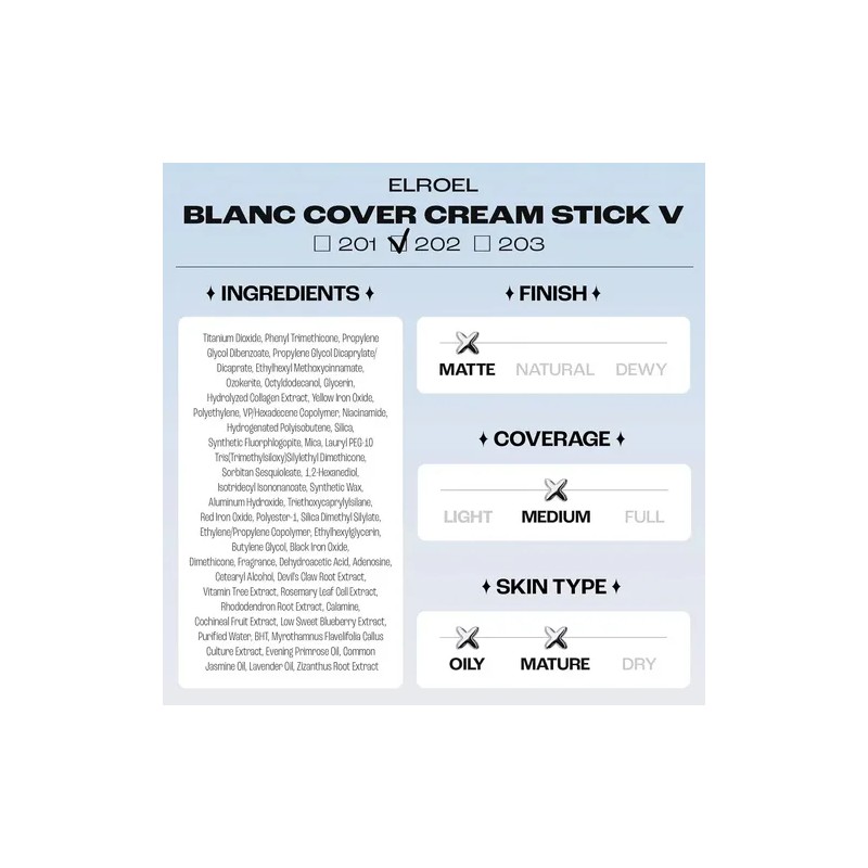 Elroel Blanc Cover Cream Stick V- Stick Foundation