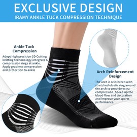 Compression Ankle Support Socks Men Women Running Coolmax Wicking Cushioned Athletic Plantar Fasciitis Relief 3 Pairs