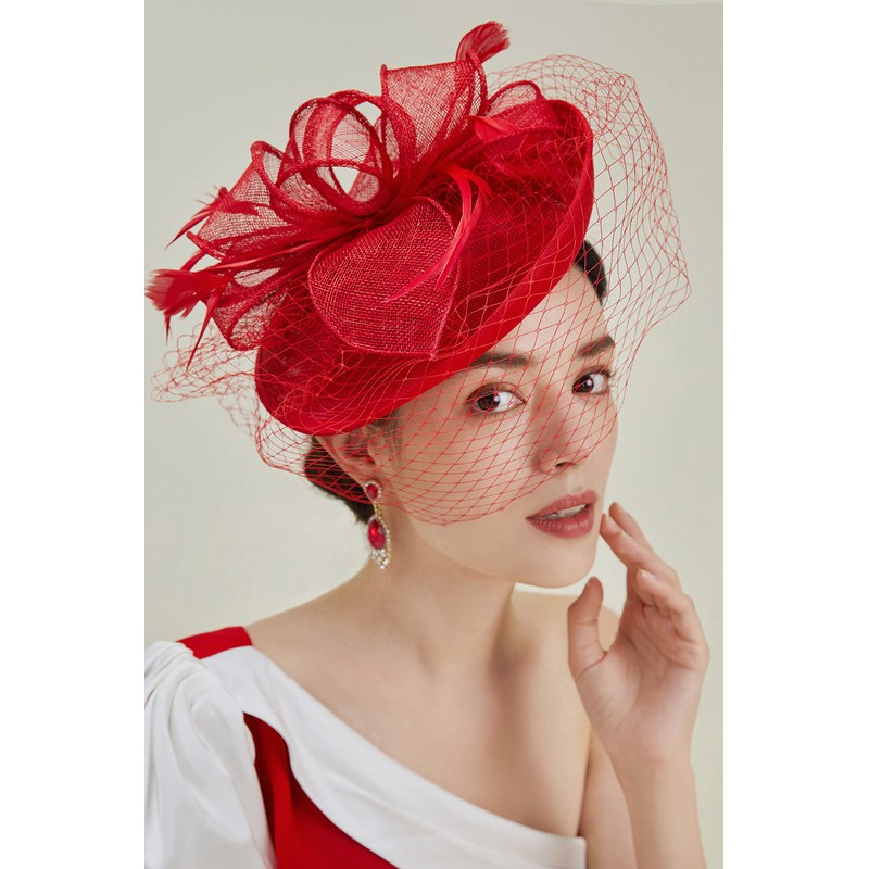 BABEYOND Women's Pillbox Fascinator Hat Kentucky Hat Feather Derby Fascinator