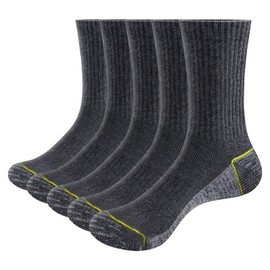 [YUEDGE] Men's Work Socks, Thick, Antibacterial, Odor Resistant, Breathable, Sweat Absorbent, Mountain Climbing Socks, Men's, Sports, Premium Cotton, Reinforced, Tear-Resistant, 5 Pairs, 9.1 - 9.8
