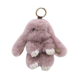 AMPOSSTO Soft Cute Fluffy Bunny Pom Pom Keychain Artificial Rabbit Fur Plush Key Ring Car Key Bag Charm Pendant for Women