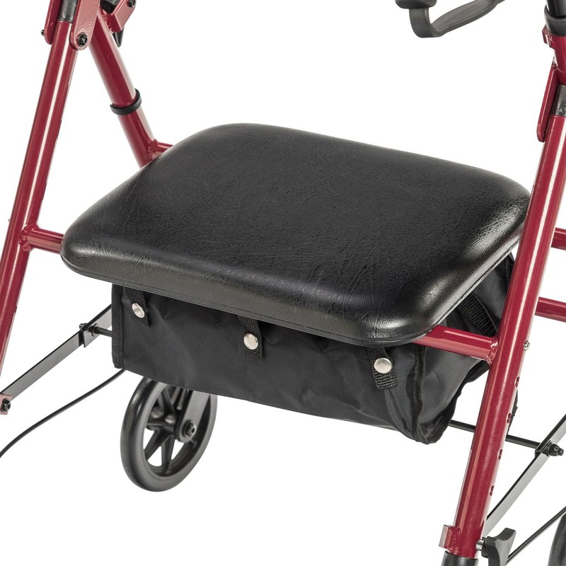 Drive Medical RTL10261RD Foldable Rollator Walker with Seat - Adjustable