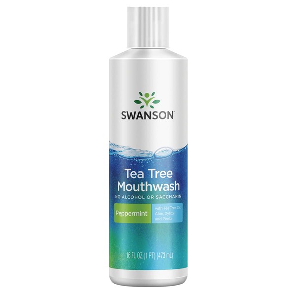 Swanson Tea Tree Mouthwash Peppermint 16 fl Ounce (473 ml) Liquid