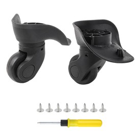 BQLZR Luggage Wheels Replacement Black Plastic Left & Right Swivel Luggage Suitcase Caster Wheels with 4 Holes,Hole Pitch: (1.41"/1.65"/1.96"/1.41") 360 Degree Rotation