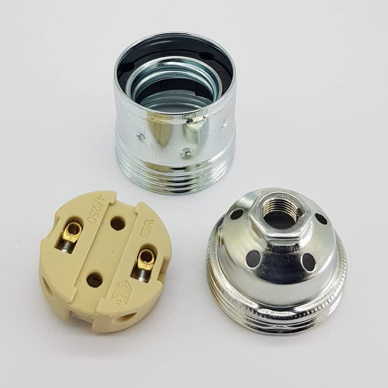E27 Lamp Socket Chrome Metal with Smooth Coating and ISO