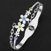 TIZURO Stainless Steel 18K Gold Silver Plated Crystal Colorful Flower