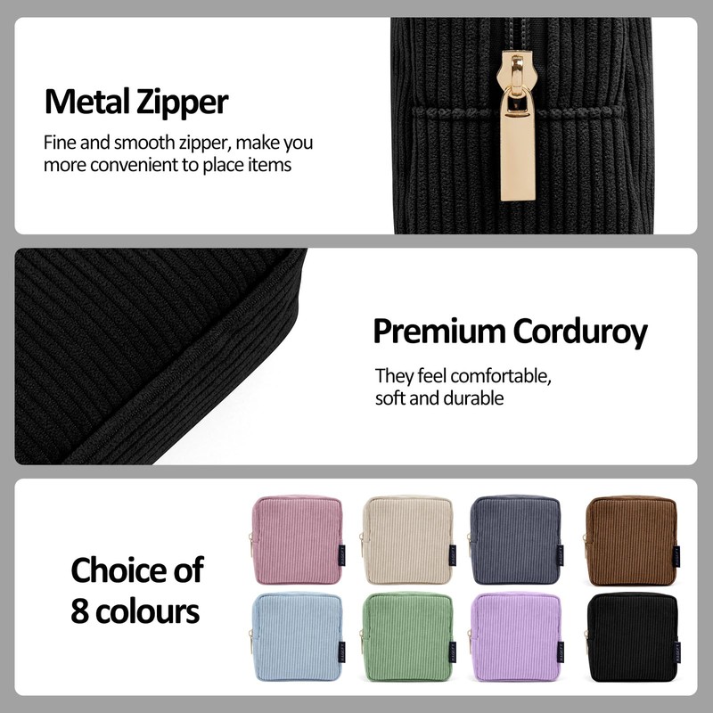 MAGEFY Small Makeup Bag for Handbag Mini Cosmetics Bag Corduroy