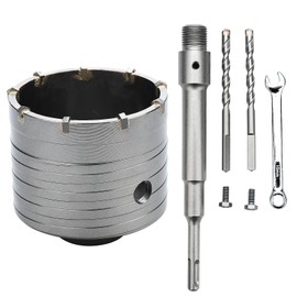 GRIXLEN 3 inch / 76mm Concrete Hole Saw with SDS Plus Shank Connecting Rod, 6.3mm Tungsten Carbide Tip for Concrete, Cement, Brick Wall