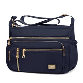 NPBAG - Bolso cruzado para mujer, bolso de hombro de nailon, bolso de mensajero, bolsillo moderno, impermeable y multibolsillos (azul azulado)