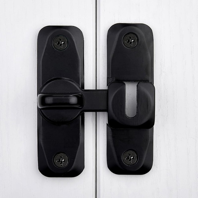 INIRET 3 Pack Barn Door Latches,90/180 Degree Gate Lock,Zinc Alloy