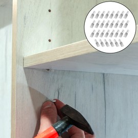 WELANE Shelf Pins, 30 PCS Spoon Shape Nickel Plated Shelf Bracket Pegs for Cabinet, Closet, Bookcase (5 x 19mm)