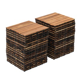 LIYUANJUN 36Pcs Deck Tiles, 12''x12'' Wood Flooring Tile DIY Hardwood Interlocking Patio Tiles for Balcony Garden Park Indoor Outdoor Soft Lawn Four-Way Interlocking Design