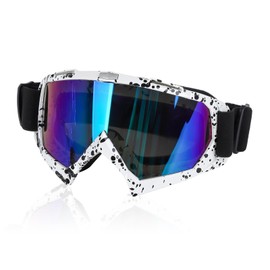 Ski Goggles, Skiing Snowboard Goggles for Men Women Windproof Dustproof UV Protection Anti-Glare Anti-Fog Goggles Outdoor Sports Ski Glasses Unisex Motorcycle Goggles (White Black Frame Color Lens)