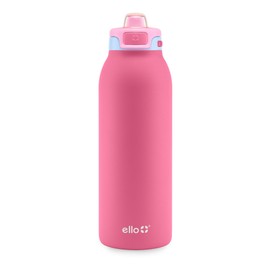 Ello Pop & Fill 40oz Stainless Steel Water Bottle with Quick Fill Technology, Double Walled and Vacuum Insulated Metal, Leak Proof Locking Lid, Sip and Chug, Reusable, BPA Free, Cherry Breeze