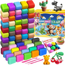 Air Dry Clay, 60 Colours Modelling Clay Kit with Tools, Craft Toys for Children 3-12 Years