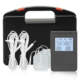 Electroestimulador Muscular TENS EMS, Electrodos para Fisioterapia con Doble Canal A/B Independiente, 25 Modos y 40 Niveles de Intensidad, Máquina para Alivio de Dolor en Espalda, Cuello y Rodilla