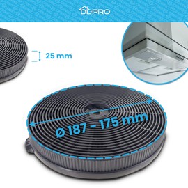DL-pro 2 x Activated Carbon Filter 187/175 mm Diameter Replacement for Respekta MIZ1000 MIZ1000N Klarstein 10032843 TMFILT4 Bomann KF574 for Cooker Hood