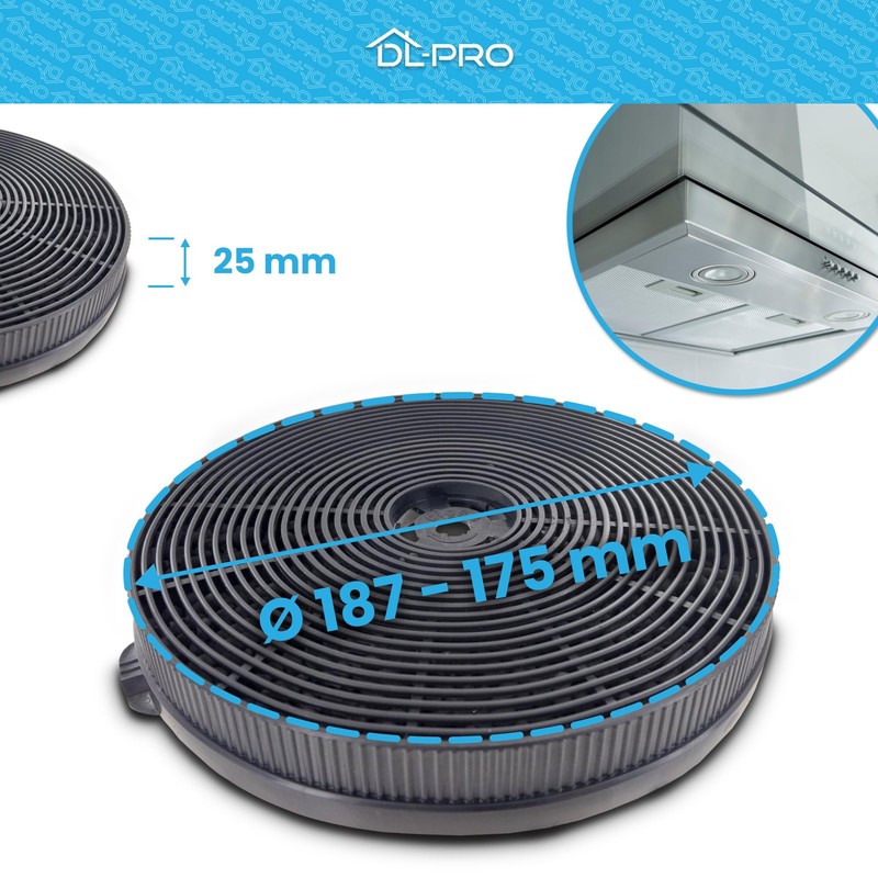 DL-pro 2 x Activated Carbon Filter 187/175 mm Diameter Replacement