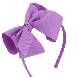 MEEDEE Purple Big Bow Headband Fashion Solid Grosgrain Ribbon Hair Bow for Holiday Styling, Makeup, Cosplay, and Party Headwear Handmade