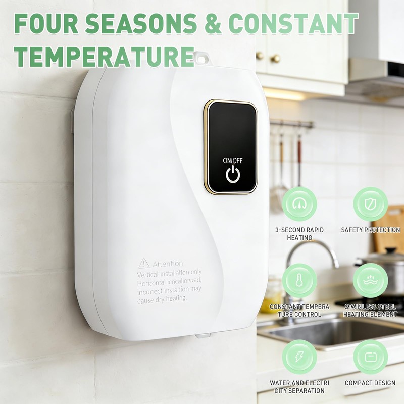 Tankless Water Heater Electric, 110V 3000W Instant Hot Water Heater