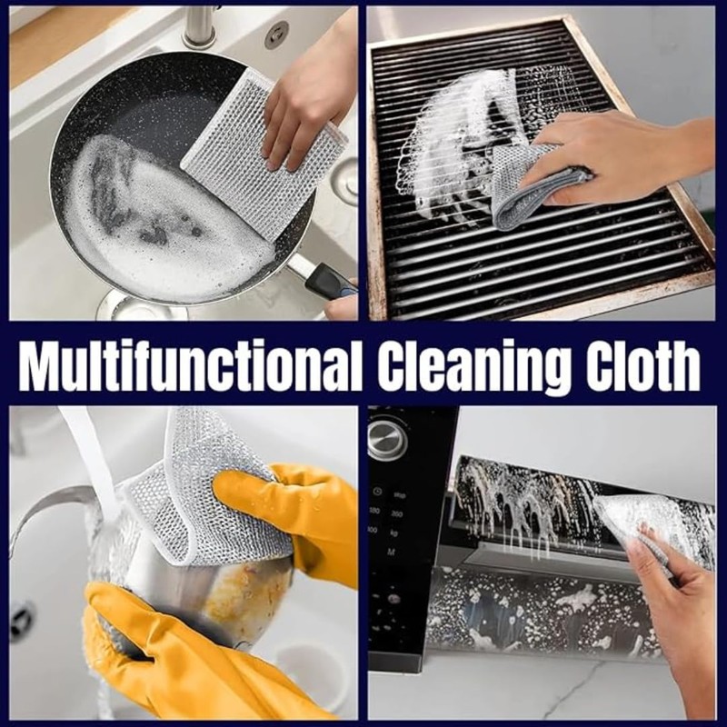 Aashvi 6 PCS Double Layer Wire Dishwashing Cloth Rag Non-Scratch